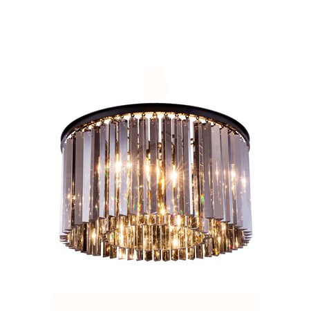Elegant Lighting Sydney 8 light Matte Black Flush Mount Silver Shade (Grey) Royal Cut C 1208F26MB-SS/RC